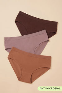 Zivame Medium Rise Full Coverage Seamless Hipster Panty (Pack of 3) - Multicolor — thumbnail 1